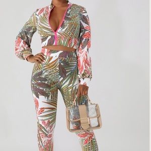 Two piece floral pants set